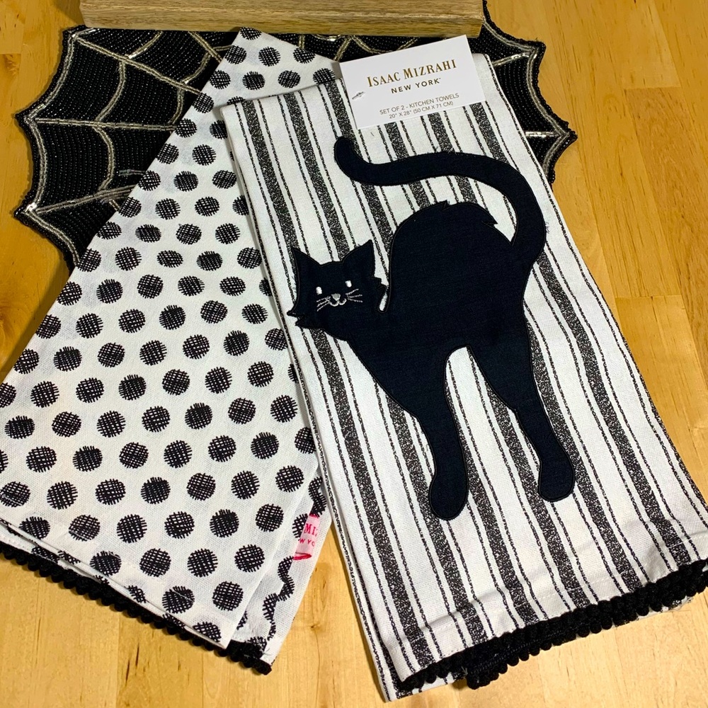 Halloween Cats Dish Towel Set NEW